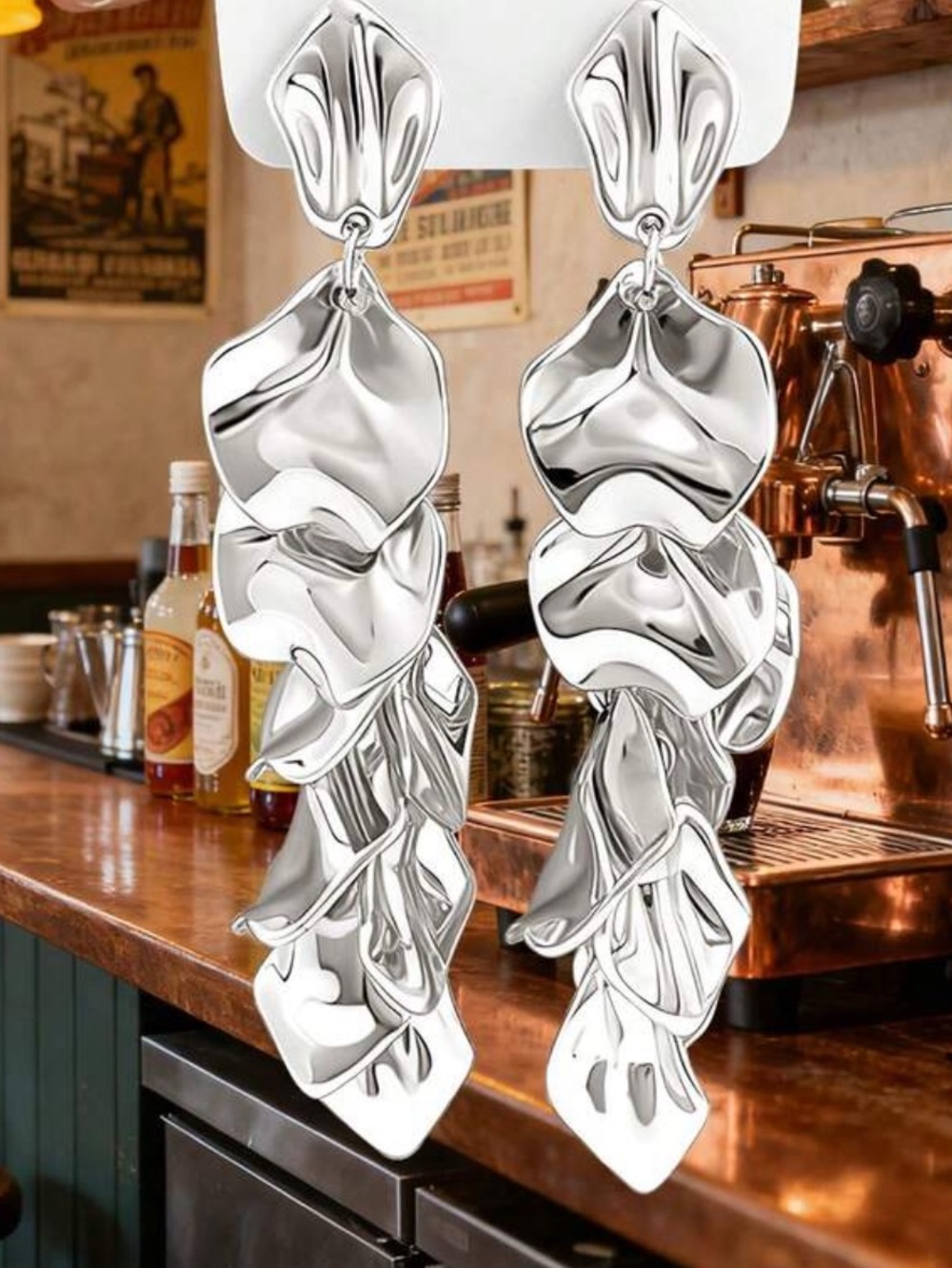 Silver Cascade Statement Drop Earrings